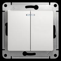 GLOSSA Выключатель двухклавишный с подсветкой в рамку белый схема 5а (Systeme Electric) GSL000153