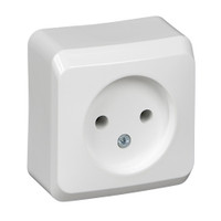 ЭТЮД Розетка наружная без заземления без шторок белая (Systeme Electric) PA16-001B