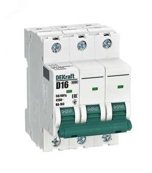 Выключатель автоматический ВА-103 3Р 16А D 6кА новый (Dekraft) 12369DEK