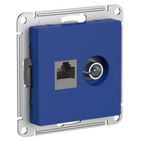 ATLASDESIGN РОЗЕТКА двойная ТВ + компьютерная RJ45, кат. 5Е, АКВАМАРИН (Systeme Electric) ATN001189