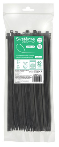 Стяжка кабельная MultiSet 370х4.8 Чёрная (100шт) (Systeme Electric) IMT37048B