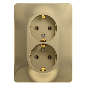 GLOSSA Розетка двойная с заземлением в сборе титан (Systeme Electric) GSL000424