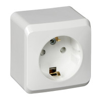 ЭТЮД Розетка наружная с заземлением со шторками белая (Systeme Electric) PA16-004B