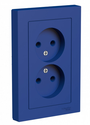 ATLASDESIGN РОЗЕТКА двойная без заземления,16А, в сборе, АКВАМАРИН (Systeme Electric) ATN001120