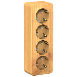 Розетка BLANCA наружная четырехпостовая, с заземлением, со шторками, с изолирующей пластиной, 16А, 250В, ясень (Systeme Electric) BLNRA011415