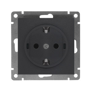 Розетка одноместная UNIVersal серия Афина с/з, с/у, 16А, 220В, графит (еврослот), механизм (UNIVersal) A0028-Gr