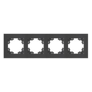 Рамка четырехместная горизонтальная Афина графит (еврослот) (UNIVersal) A0046-Gr
