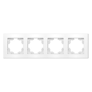 Рамка четырехместная горизонтальная Афина белая (еврослот) (UNIVersal) A0046