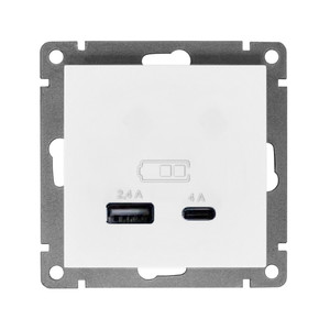 Розетка USB Афина A+С 2.4/4А механизм  с/у, белая (еврослот) (UNIVersal) А0059