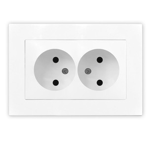 Розетка двухместная UNIVersal серия Афина б/з, с/у, 16А, 220В, белая (еврослот), механизм (UNIVersal) A0102
