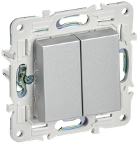 SKANDY Выключатель 2-клавишный 10А SK-V04S серебряный IEK (IEK) SK-V20-0-10-K23