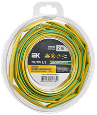 Трубка термоусадочная ТТУ нг-LS 6/3 желто-зеленая (2м/упак) IEK (IEK) UDR12-006-003-002-K52-T