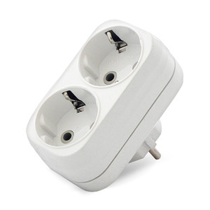 Тройник на 2 гнезда с заземлением 16А (UNIVersal) А302