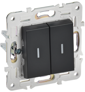 SKANDY Выключатель 2-клавишный проходной с индикацией 10А SK-V10Bl черный IEK (IEK) SK-V22-1-10-K02