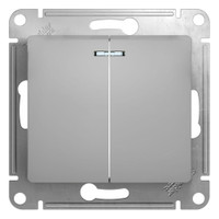 GLOSSA Выключатель двухклавишный с подсветкой в рамку алюминий сх.5а (Systeme Electric) GSL000353