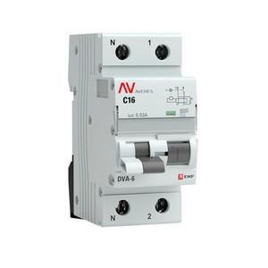 Автомат дифференциальный DVA-6 1P+N 16А (C) 30мА (AC) 6кА AVERES (EKF) rcbo6-1pn-16C-30-ac-av