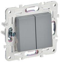 SKANDY Выключатель 2-клавишный проходной 10А SK-V05Gr серый IEK (IEK) SK-V22-0-10-K03