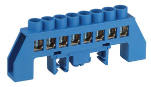 Шина NO-224-110 N ноль в комбинированном изоляторе на DIN-рейку ШНИ-8х12-8-Д-синий (ЭРА) Б0062964