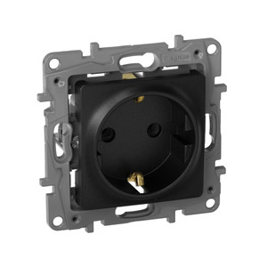 Розетка 1-местная с заземлением без защитных шторок 16А антрацит ETIKA (IEK) 672621