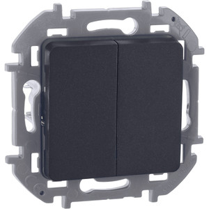 Выключатель 2-клавишный 10АХ безвинтовое крепление антрацит INSPIRIA (IEK) 673623