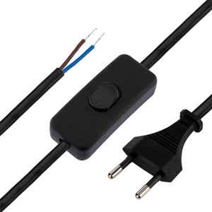 Шнур сетевой с выключателем 2х0,75 мм, 1,8 м черный (REXANT) 11-1134