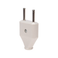 Вилка прямая без з/к 6А плоская белая (REXANT) 11-8946