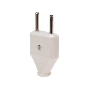 Вилка прямая без з/к 6А плоская белая (REXANT) 11-8946