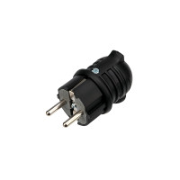 Вилка влагозащищенная угловая с заземлением 16А IP44 каучук, черная (REXANT) 111-003