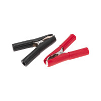 Зажим крокодил в изоляторе, длина 75 мм, ток 30A, 2 шт., пакет БОПП, (REXANT) 16-0016-9