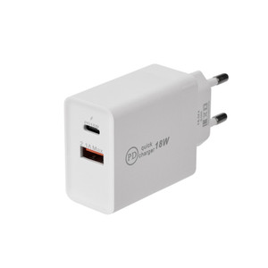 Устройство сетевое зарядное для iPhone, iPad Type-C + USB 3.0 с Quick charge, белое, (REXANT) 16-0278