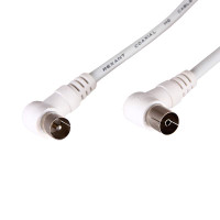 Шнур ТВ гнездо - ТВ штекер, угловой, длина 1,5 метра, белый, (REXANT) 18-0022