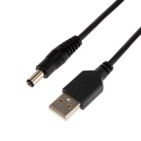Кабель USB штекер - DC 2.1х5.5мм, 1.5м., черный (REXANT) 18-0231