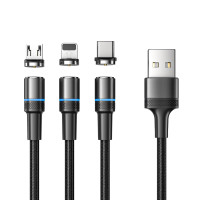 Кабель USB 3в1, Type-С, Lightning, Micro USB, 1.2м, черный (REXANT) 18-7076