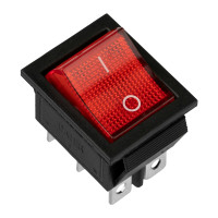 Выключатель клавишный 250V 15А (6с) ON-ON красный с подсветкой (RWB-506, SC-767) Индивидуальная упаковка 1 шт (REXANT) 36-2350-1