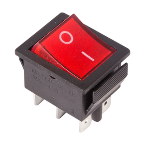 Выключатель клавишный 250V 15А (6с) ON-ON красный с подсветкой (RWB-506, SC-767) Индивидуальная упаковка 1 шт (REXANT) 36-2350-1