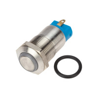 Кнопка антивандальная 12 12В Б/Фикс (4c) OFF-(ON) синяя (REXANT) 36-3211