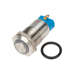 Кнопка антивандальная 12 12В Б/Фикс (4c) OFF-(ON) синяя (REXANT) 36-3211