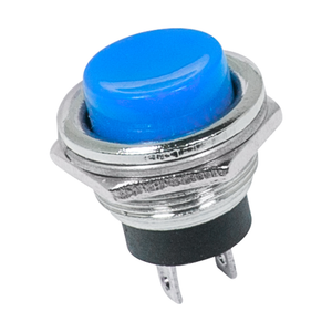 Выключатель-кнопка металл 250V 2А (2с) (ON)-OFF 16.2 синяя (REXANT) 36-3352