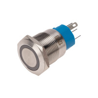 Кнопка антивандальная 19 12В Фикс (5c) ON-OFF/OFF-ON подсв/синяя (REXANT) 36-3421