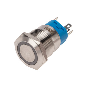 Кнопка антивандальная 19 250В Фикс (5с) ON-OFF/OFF-ON подсв/зеленая (REXANT) 36-3443