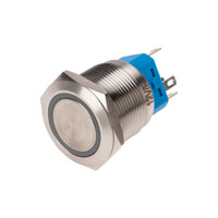 Кнопка антивандальная d22 12В(LED) Б/Фикс (5с) OFF-(ON) / ON-(OFF) подсв/красная (REXANT) 36-3510