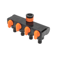 Разветвитель для шланга на 4 канала 1/2, 3/4 Четыре сезона (ЧЕТЫРЕ СЕЗОНА) 62-0225