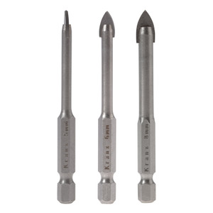 Набор сверл по керамической плитке, 5-6-8 мм, шестигранный хвостовик (Kranz) KR-91-0655