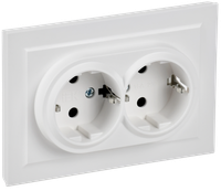 BRITE Розетка 2-местная с заземлением с защитными шторками 16А в сборе РСш12-3-БрАБ арктический белый IEK (IEK) BR-R24-16-K91-F