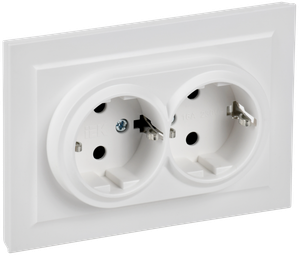 BRITE Розетка 2-местная с заземлением с защитными шторками 16А в сборе РСш12-3-БрАБ арктический белый IEK (IEK) BR-R24-16-K91-F
