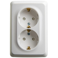 ЭТЮД Розетка угловая двойная наружная с заземлением со шторками 16А 250B белый (Systeme Electric) PA16-108B