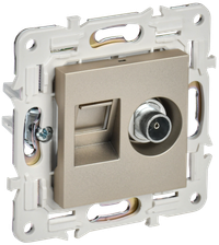 SKANDY Розетка двойная TV+RJ45 кат.5E SK-A14Sh шампань IEK (IEK) SK-AK20-1-K37