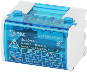 Шины на DIN-рейку в корпусе (кросс-модуль) ШНК 2х7 L+PEN (ЭРА) Б0043931