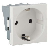 Розетка модульная с заземлением и шторками 45х45мм белая (RUVinil) АДЛ 13-900