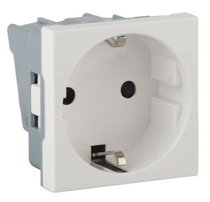 Розетка модульная с заземлением и шторками 45х45мм белая (RUVinil) АДЛ 13-900